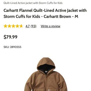 Carhartt Kids Brown Quilted Puffer Jacket